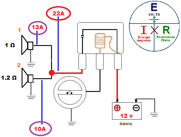 calcular amperaje en un circuito en paralelo